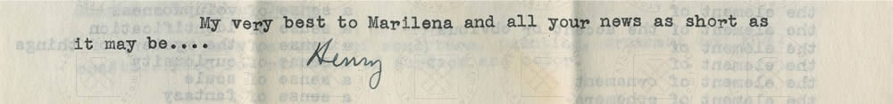 Su Alessandro Manzoni, da Lettera di Henry Reed ad Alberti, New York, 8 luglio 1951, firma